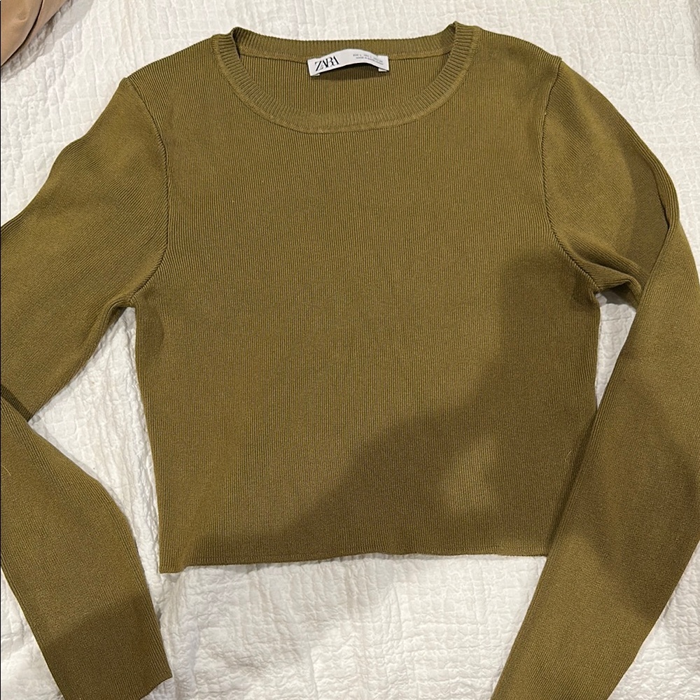 Zara Khaki Long Sleeve Top